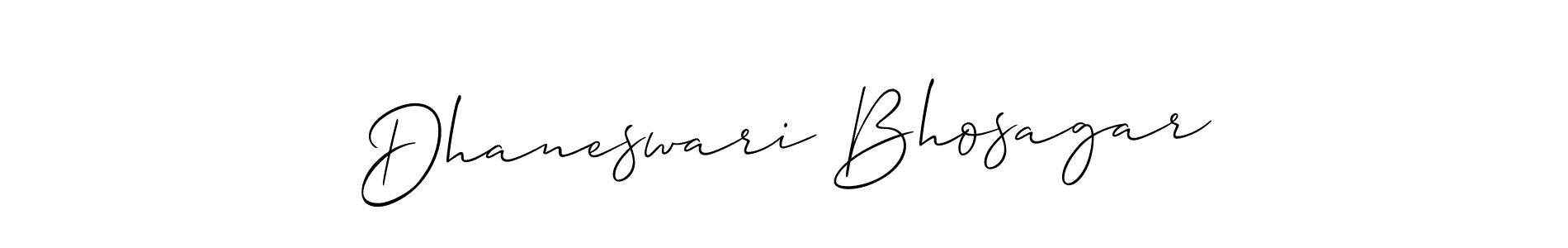 How to make Dhaneswari Bhosagar name signature. Use Allison_Script style for creating short signs online. This is the latest handwritten sign. Dhaneswari Bhosagar signature style 2 images and pictures png