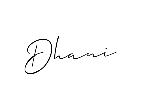 Use a signature maker to create a handwritten signature online. With this signature software, you can design (Allison_Script) your own signature for name Dhani. Dhani signature style 2 images and pictures png