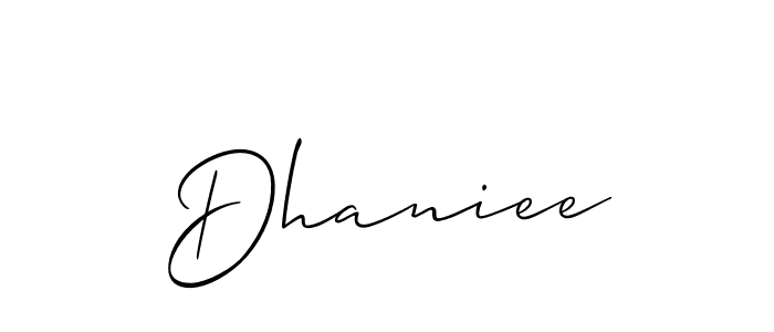 Make a beautiful signature design for name Dhaniee. With this signature (Allison_Script) style, you can create a handwritten signature for free. Dhaniee signature style 2 images and pictures png