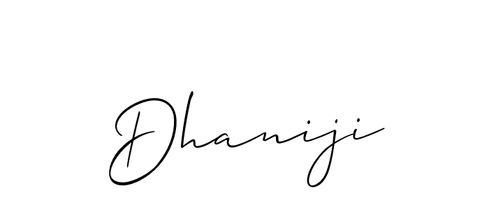 Also we have Dhaniji name is the best signature style. Create professional handwritten signature collection using Allison_Script autograph style. Dhaniji signature style 2 images and pictures png