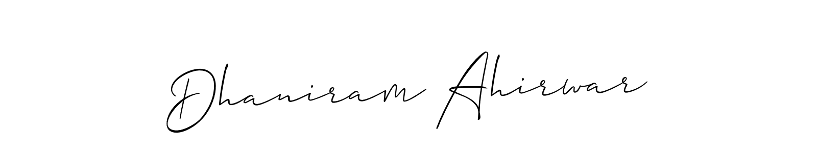 Use a signature maker to create a handwritten signature online. With this signature software, you can design (Allison_Script) your own signature for name Dhaniram Ahirwar. Dhaniram Ahirwar signature style 2 images and pictures png