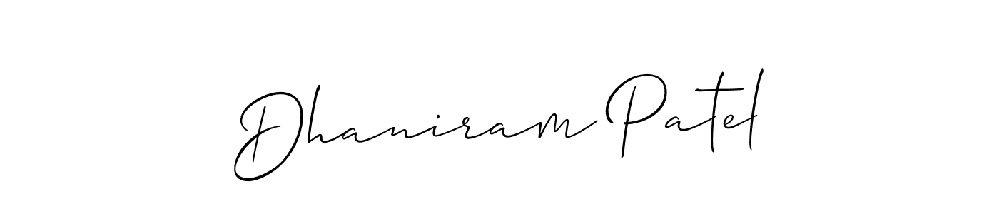 You can use this online signature creator to create a handwritten signature for the name Dhaniram Patel. This is the best online autograph maker. Dhaniram Patel signature style 2 images and pictures png