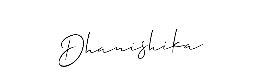 How to make Dhanishika name signature. Use Allison_Script style for creating short signs online. This is the latest handwritten sign. Dhanishika signature style 2 images and pictures png