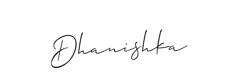 Use a signature maker to create a handwritten signature online. With this signature software, you can design (Allison_Script) your own signature for name Dhanishka. Dhanishka signature style 2 images and pictures png