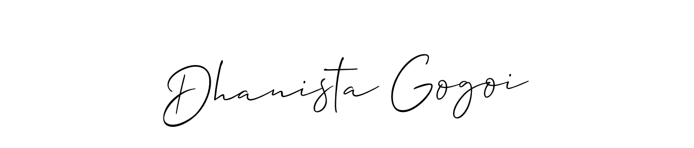 Dhanista Gogoi stylish signature style. Best Handwritten Sign (Allison_Script) for my name. Handwritten Signature Collection Ideas for my name Dhanista Gogoi. Dhanista Gogoi signature style 2 images and pictures png