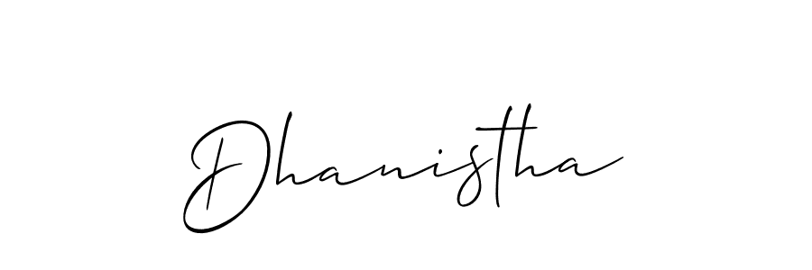 if you are searching for the best signature style for your name Dhanistha. so please give up your signature search. here we have designed multiple signature styles  using Allison_Script. Dhanistha signature style 2 images and pictures png