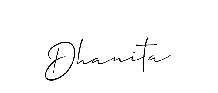 Allison_Script is a professional signature style that is perfect for those who want to add a touch of class to their signature. It is also a great choice for those who want to make their signature more unique. Get Dhanita name to fancy signature for free. Dhanita signature style 2 images and pictures png