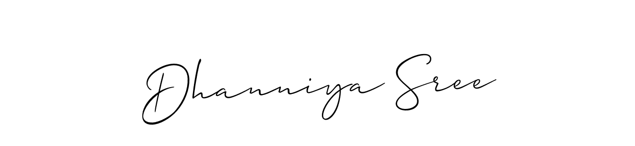 Also You can easily find your signature by using the search form. We will create Dhanniya Sree name handwritten signature images for you free of cost using Allison_Script sign style. Dhanniya Sree signature style 2 images and pictures png