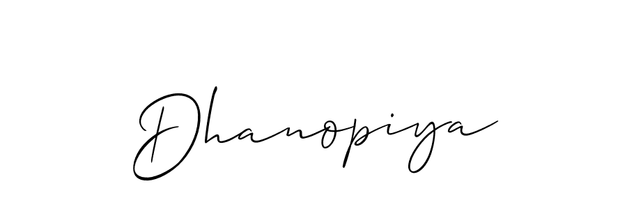 Make a beautiful signature design for name Dhanopiya. With this signature (Allison_Script) style, you can create a handwritten signature for free. Dhanopiya signature style 2 images and pictures png