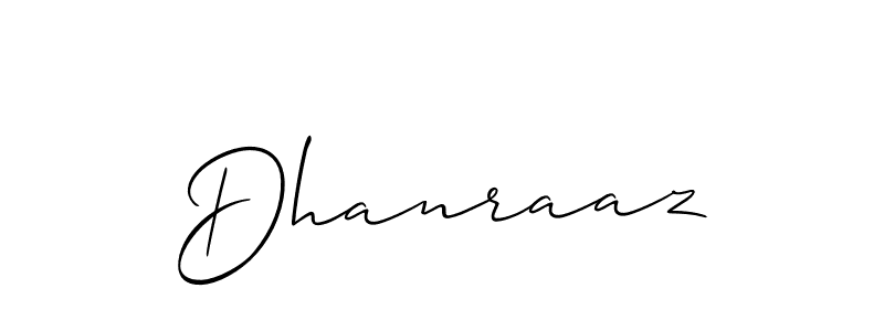 Use a signature maker to create a handwritten signature online. With this signature software, you can design (Allison_Script) your own signature for name Dhanraaz. Dhanraaz signature style 2 images and pictures png