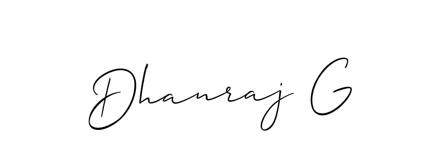 Create a beautiful signature design for name Dhanraj G. With this signature (Allison_Script) fonts, you can make a handwritten signature for free. Dhanraj G signature style 2 images and pictures png