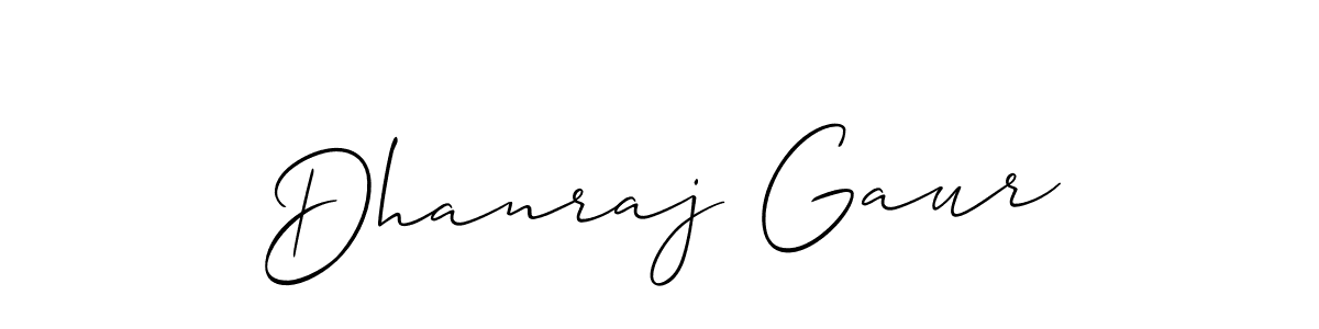 Make a beautiful signature design for name Dhanraj Gaur. With this signature (Allison_Script) style, you can create a handwritten signature for free. Dhanraj Gaur signature style 2 images and pictures png