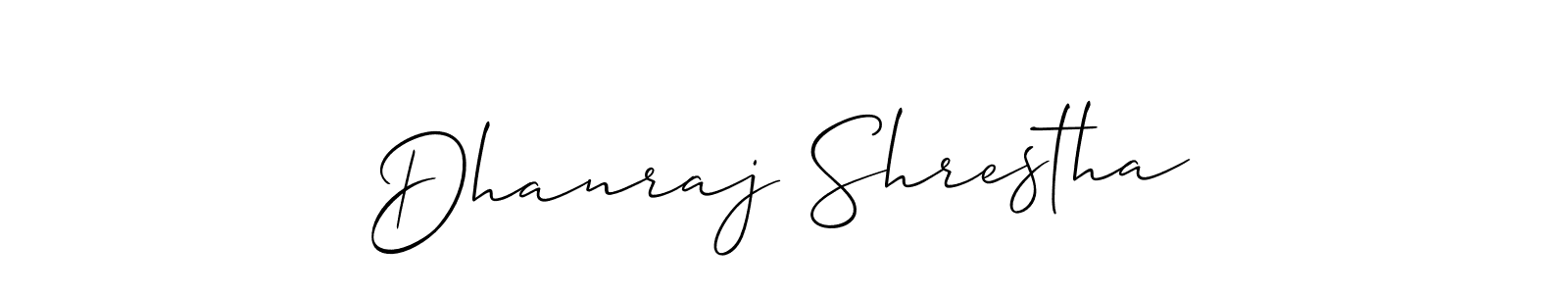 The best way (Allison_Script) to make a short signature is to pick only two or three words in your name. The name Dhanraj Shrestha include a total of six letters. For converting this name. Dhanraj Shrestha signature style 2 images and pictures png