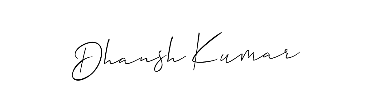 Use a signature maker to create a handwritten signature online. With this signature software, you can design (Allison_Script) your own signature for name Dhansh Kumar. Dhansh Kumar signature style 2 images and pictures png