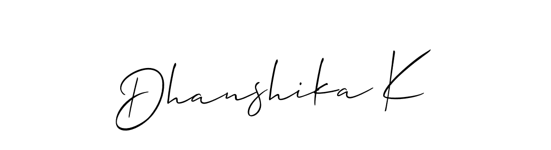 Dhanshika K stylish signature style. Best Handwritten Sign (Allison_Script) for my name. Handwritten Signature Collection Ideas for my name Dhanshika K. Dhanshika K signature style 2 images and pictures png