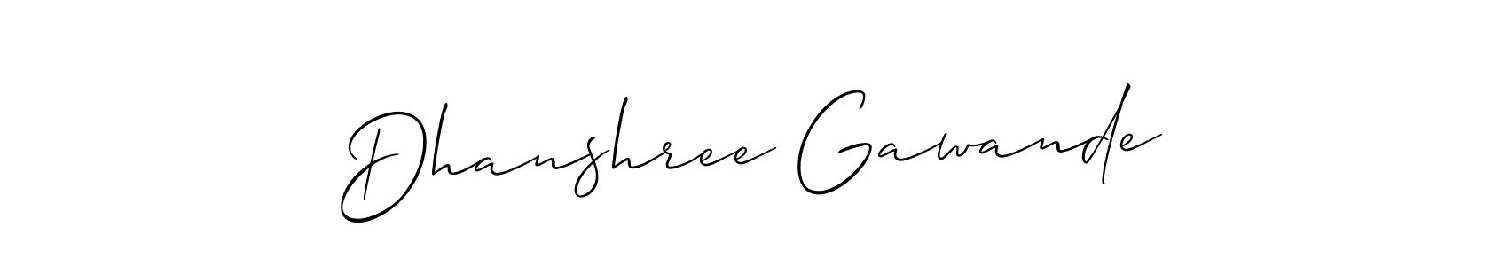 Dhanshree Gawande stylish signature style. Best Handwritten Sign (Allison_Script) for my name. Handwritten Signature Collection Ideas for my name Dhanshree Gawande. Dhanshree Gawande signature style 2 images and pictures png