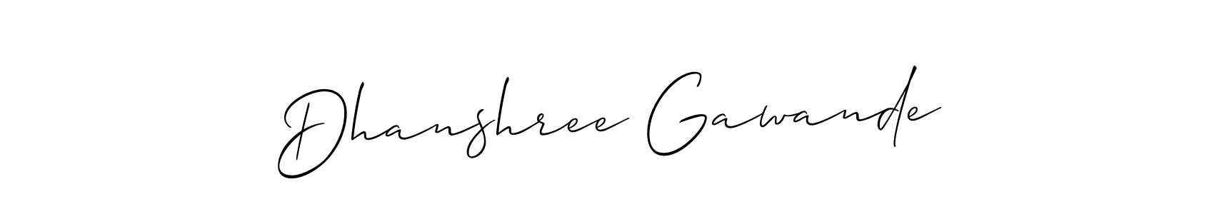 You should practise on your own different ways (Allison_Script) to write your name (Dhanshree Gawande) in signature. don't let someone else do it for you. Dhanshree Gawande signature style 2 images and pictures png