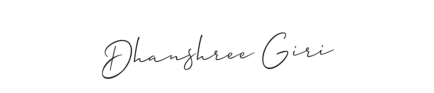 How to make Dhanshree Giri signature? Allison_Script is a professional autograph style. Create handwritten signature for Dhanshree Giri name. Dhanshree Giri signature style 2 images and pictures png