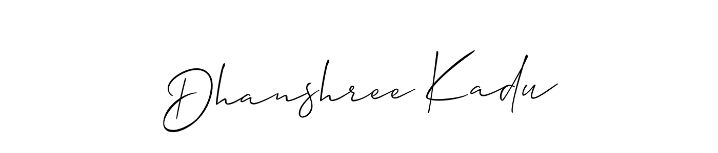 Also You can easily find your signature by using the search form. We will create Dhanshree Kadu name handwritten signature images for you free of cost using Allison_Script sign style. Dhanshree Kadu signature style 2 images and pictures png