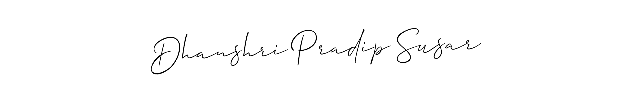 Make a short Dhanshri Pradip Susar signature style. Manage your documents anywhere anytime using Allison_Script. Create and add eSignatures, submit forms, share and send files easily. Dhanshri Pradip Susar signature style 2 images and pictures png