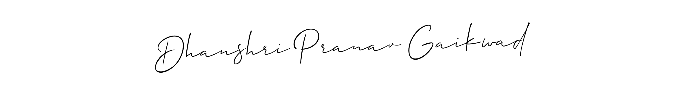 How to make Dhanshri Pranav Gaikwad name signature. Use Allison_Script style for creating short signs online. This is the latest handwritten sign. Dhanshri Pranav Gaikwad signature style 2 images and pictures png