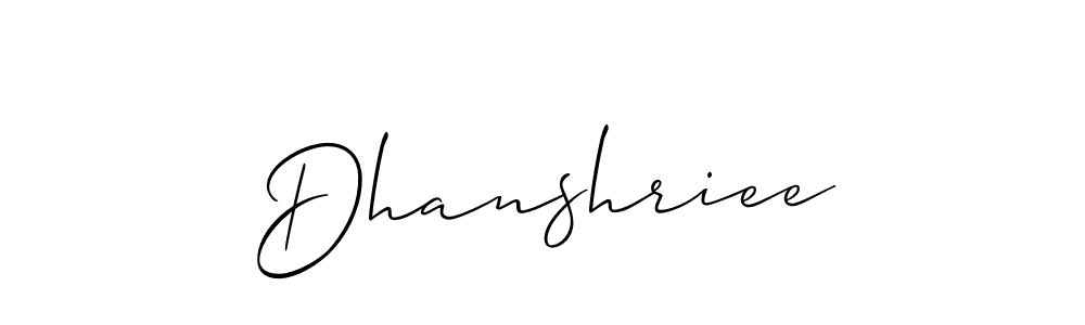 It looks lik you need a new signature style for name Dhanshriee. Design unique handwritten (Allison_Script) signature with our free signature maker in just a few clicks. Dhanshriee signature style 2 images and pictures png