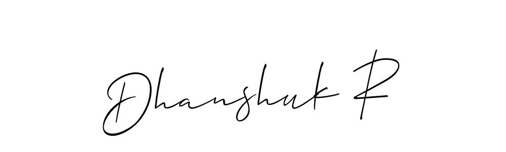 How to Draw Dhanshuk R signature style? Allison_Script is a latest design signature styles for name Dhanshuk R. Dhanshuk R signature style 2 images and pictures png