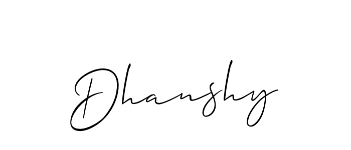 How to make Dhanshy name signature. Use Allison_Script style for creating short signs online. This is the latest handwritten sign. Dhanshy signature style 2 images and pictures png