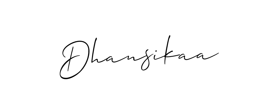 How to make Dhansikaa name signature. Use Allison_Script style for creating short signs online. This is the latest handwritten sign. Dhansikaa signature style 2 images and pictures png