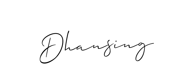 Make a beautiful signature design for name Dhansing. With this signature (Allison_Script) style, you can create a handwritten signature for free. Dhansing signature style 2 images and pictures png