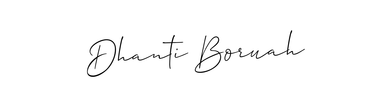 It looks lik you need a new signature style for name Dhanti Boruah. Design unique handwritten (Allison_Script) signature with our free signature maker in just a few clicks. Dhanti Boruah signature style 2 images and pictures png