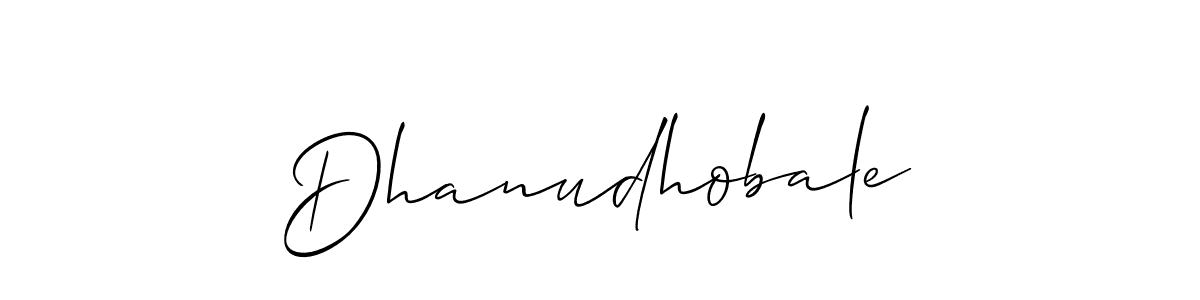 Create a beautiful signature design for name Dhanudhobale. With this signature (Allison_Script) fonts, you can make a handwritten signature for free. Dhanudhobale signature style 2 images and pictures png