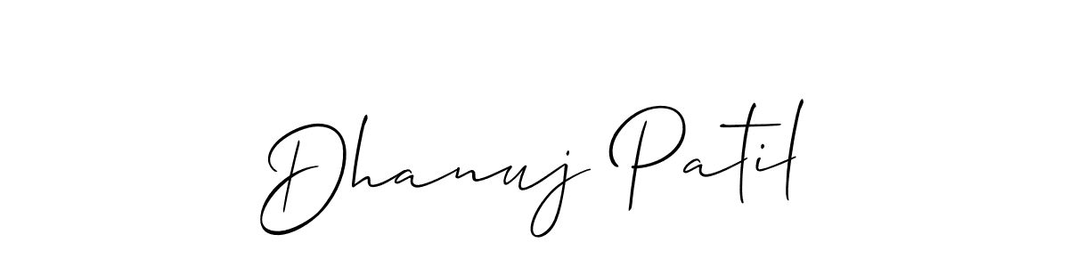 How to make Dhanuj Patil name signature. Use Allison_Script style for creating short signs online. This is the latest handwritten sign. Dhanuj Patil signature style 2 images and pictures png