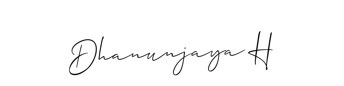 if you are searching for the best signature style for your name Dhanunjaya H. so please give up your signature search. here we have designed multiple signature styles  using Allison_Script. Dhanunjaya H signature style 2 images and pictures png