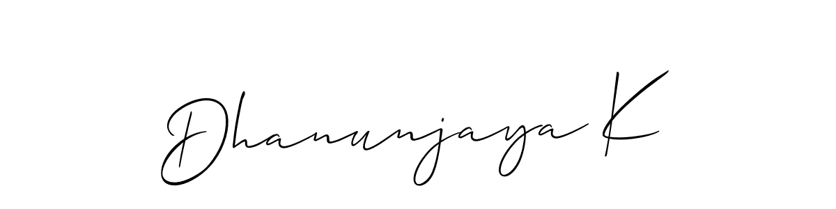 Create a beautiful signature design for name Dhanunjaya K. With this signature (Allison_Script) fonts, you can make a handwritten signature for free. Dhanunjaya K signature style 2 images and pictures png