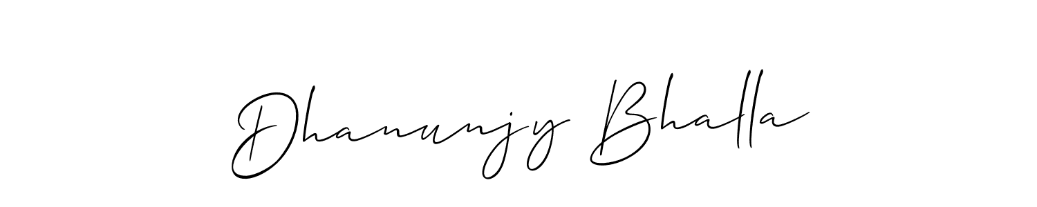 if you are searching for the best signature style for your name Dhanunjy Bhalla. so please give up your signature search. here we have designed multiple signature styles  using Allison_Script. Dhanunjy Bhalla signature style 2 images and pictures png