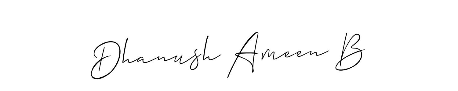 Create a beautiful signature design for name Dhanush Ameen B. With this signature (Allison_Script) fonts, you can make a handwritten signature for free. Dhanush Ameen B signature style 2 images and pictures png