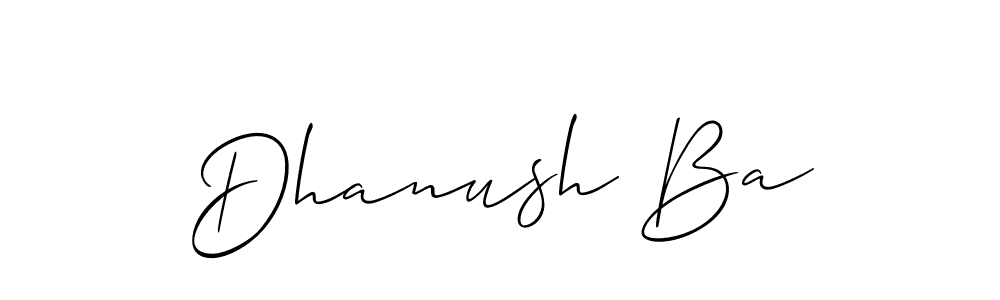 Create a beautiful signature design for name Dhanush Ba. With this signature (Allison_Script) fonts, you can make a handwritten signature for free. Dhanush Ba signature style 2 images and pictures png