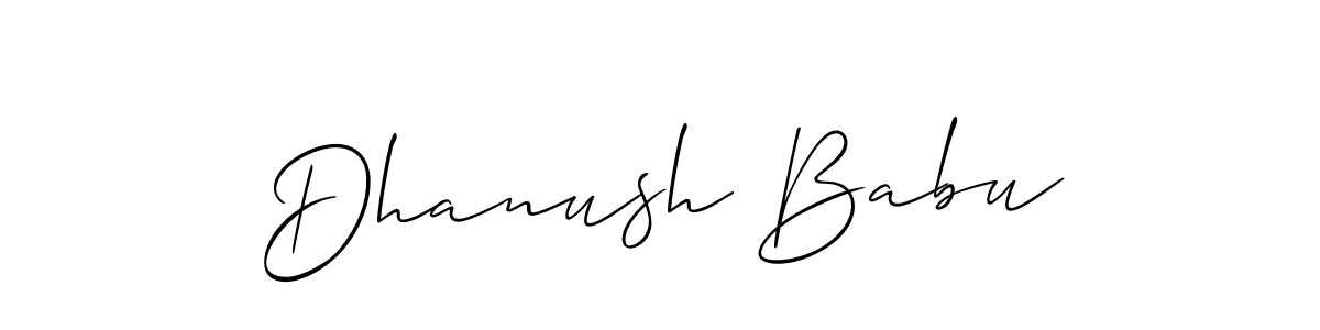 Make a beautiful signature design for name Dhanush Babu. With this signature (Allison_Script) style, you can create a handwritten signature for free. Dhanush Babu signature style 2 images and pictures png