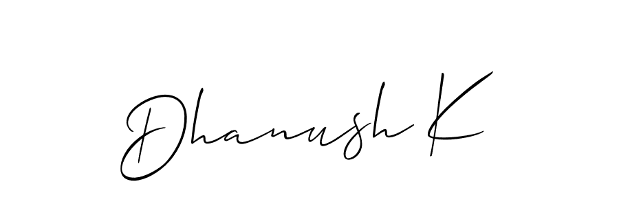 How to Draw Dhanush K signature style? Allison_Script is a latest design signature styles for name Dhanush K. Dhanush K signature style 2 images and pictures png