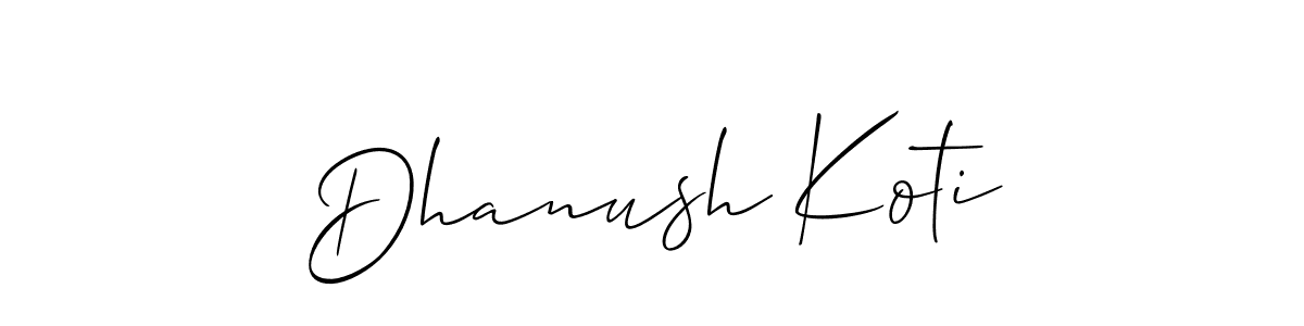 Design your own signature with our free online signature maker. With this signature software, you can create a handwritten (Allison_Script) signature for name Dhanush Koti. Dhanush Koti signature style 2 images and pictures png