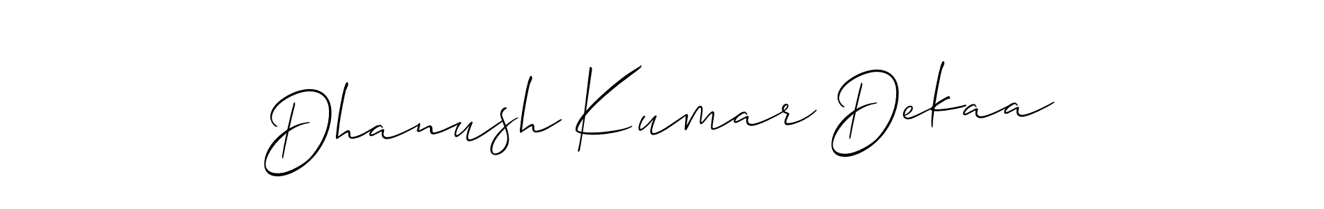 Use a signature maker to create a handwritten signature online. With this signature software, you can design (Allison_Script) your own signature for name Dhanush Kumar Dekaa. Dhanush Kumar Dekaa signature style 2 images and pictures png