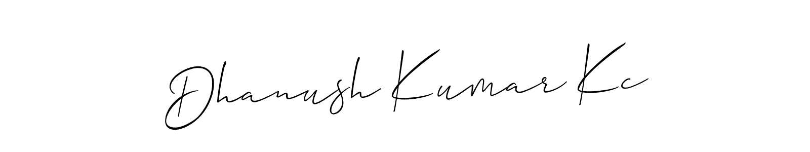 Create a beautiful signature design for name Dhanush Kumar Kc. With this signature (Allison_Script) fonts, you can make a handwritten signature for free. Dhanush Kumar Kc signature style 2 images and pictures png