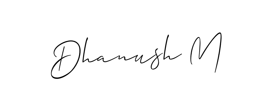 Design your own signature with our free online signature maker. With this signature software, you can create a handwritten (Allison_Script) signature for name Dhanush M. Dhanush M signature style 2 images and pictures png