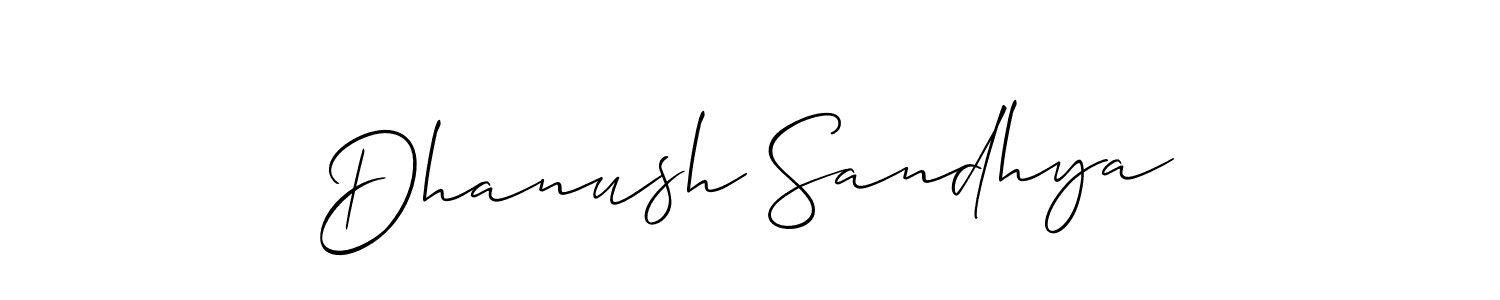 You should practise on your own different ways (Allison_Script) to write your name (Dhanush Sandhya) in signature. don't let someone else do it for you. Dhanush Sandhya signature style 2 images and pictures png