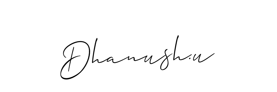 Also we have Dhanush.u name is the best signature style. Create professional handwritten signature collection using Allison_Script autograph style. Dhanush.u signature style 2 images and pictures png