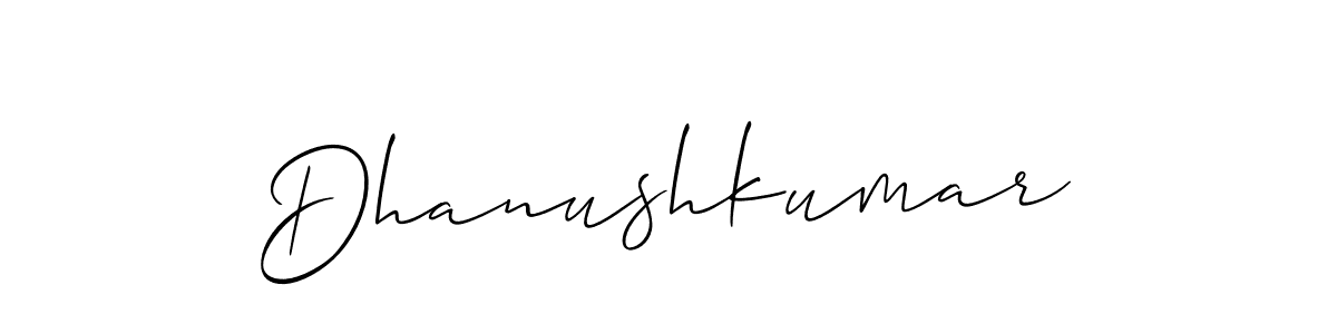 How to make Dhanushkumar name signature. Use Allison_Script style for creating short signs online. This is the latest handwritten sign. Dhanushkumar signature style 2 images and pictures png