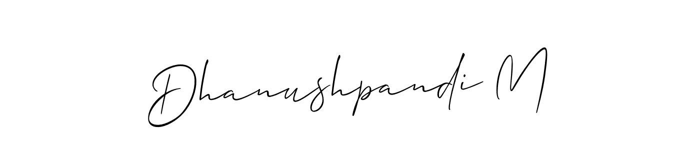 It looks lik you need a new signature style for name Dhanushpandi M. Design unique handwritten (Allison_Script) signature with our free signature maker in just a few clicks. Dhanushpandi M signature style 2 images and pictures png