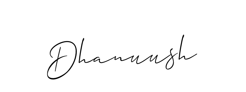 How to make Dhanuush signature? Allison_Script is a professional autograph style. Create handwritten signature for Dhanuush name. Dhanuush signature style 2 images and pictures png