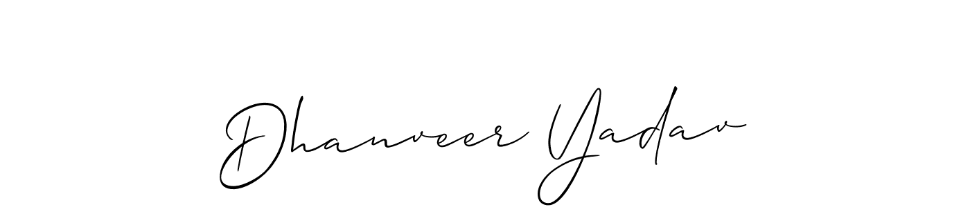 Make a beautiful signature design for name Dhanveer Yadav. With this signature (Allison_Script) style, you can create a handwritten signature for free. Dhanveer Yadav signature style 2 images and pictures png